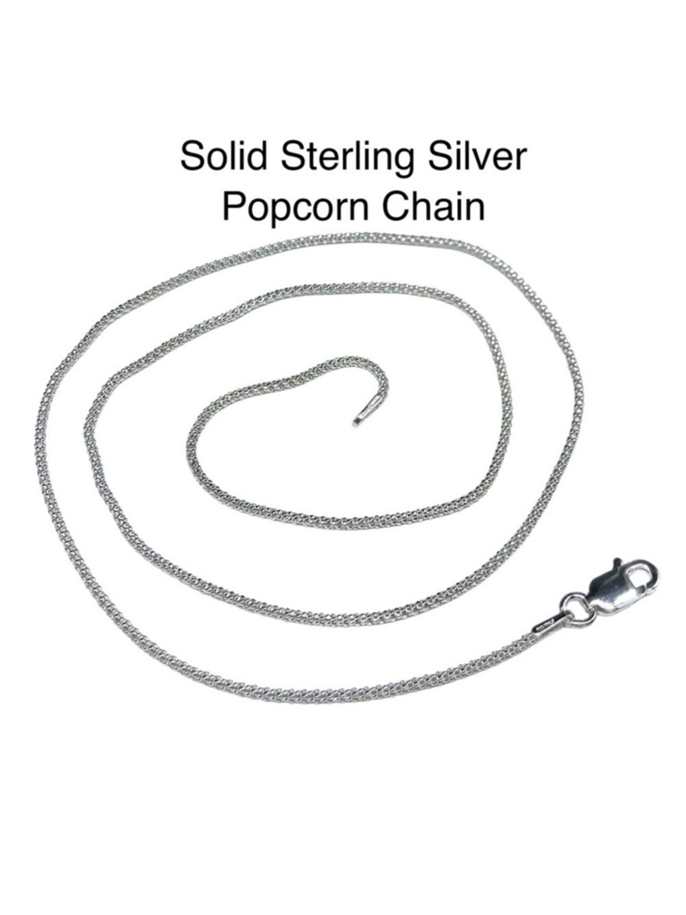 18” Popcorn Chain 925 Solid Sterling Silver Italy